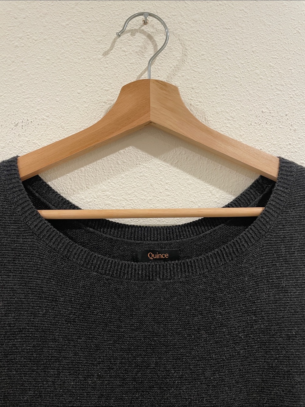 Quince Charcoal Gray Short-Sleeve Knit Sweater Cotton Cashmere Blend Medium - Picture 2 of 8